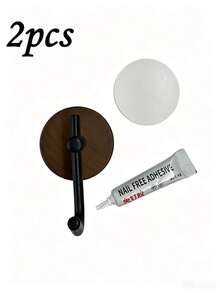 1/2/4-Piece Walnut Wood Door Hooks, Bathroom Towel Racks, Creative Coat Hooks (With Adhesive Backing, No Drilling Required) Home Decor Hooks, Solid Wood (Note: Only Suitable For Everyday Bathroom Items; Do Not Hang Heavy Objects, Or They Will Fall). - Multicolor - View 12