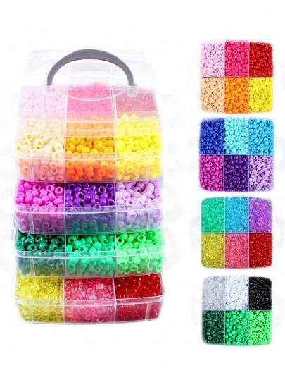 24 Colors Pony Beads Set, Mixed Color Rainbow Pony Beads Set, Suitable For Jewelry Making, DIY Bracelets & Necklaces, Friendship Gifts, Handicrafts, Hair Braid Decoration Pendants
