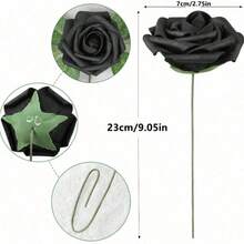 50 Artificial Black Roses Simulation Touch Fake Flowers With Stem Foam Roses DIY Wedding Bouquet Gifts Desktop Decoration Party Bride Shower Home Decoration - Multicolor - View 11