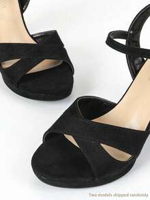 Queenigma Women's High Heel Sandals With Alluring Rhinestone Buckle Ankle Strap, Summer Sandals, Platform Chunky Heel, Black, Glamorous For Party - Black - View 8