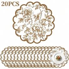 20/50Pcs 13.5 Inch Orange Autumn Harvest Floral Border Placemats, Disposable Tea Party Placemats, Suitable For Table Setting, Event Party, Wedding, Wedding Banquet, Birthday Decoration - View 13