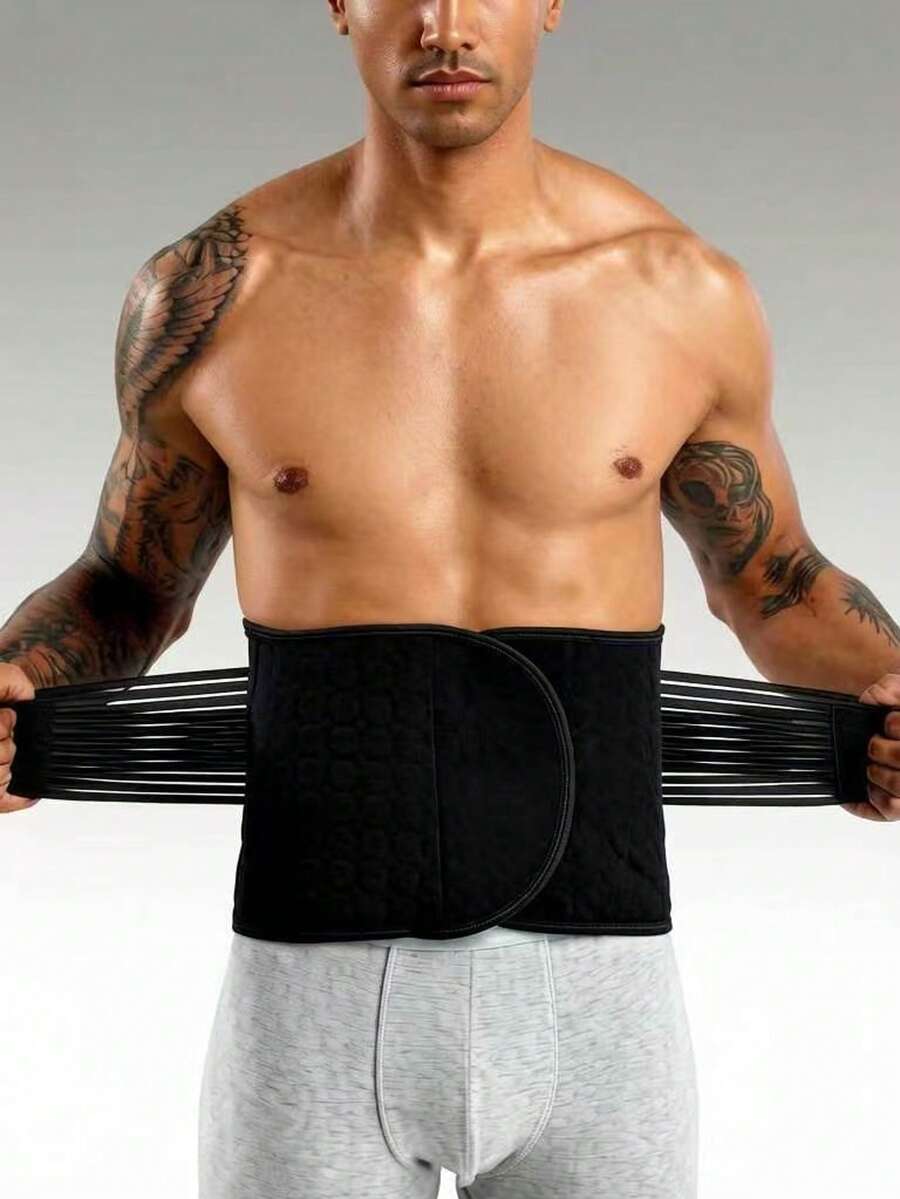 Men's Waist Trimmer Abdominal Compression Belt, Belly Shaping Garment - Black - View 1