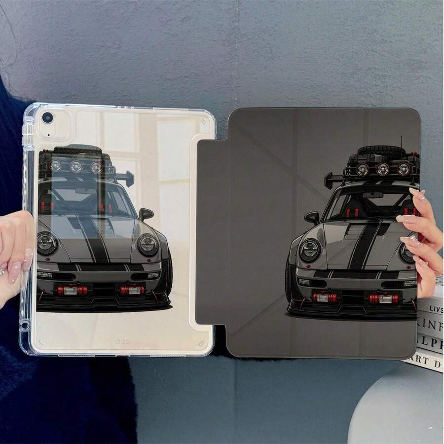 1PC Retro Racing Car Print Tablet Case 3+Y Fold Multi-Angle Magnetic Stand Tablet Case With Pen Slot & Auto Sleep/Wake Protective Cover, Compatible With IPad PRO/AIR, Compatible With SAMSUNG,Compatible With XIAOMI Pad 5/6/21,Compatible With Oppo Pad,Compatible With Huawei Matepad,Compatible With Honor Pad - Multicolor - View 1