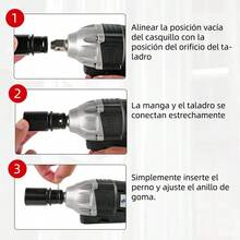 Llave De Impacto Inalambrico Taladro Recargable Kit Pistola Taladro Inalambrico Taladro De Impacto Motor Led Taladro Electrico Taladros De Velocidad Variable Taladro Destornillador Inalambrico - Negro - Ver 10