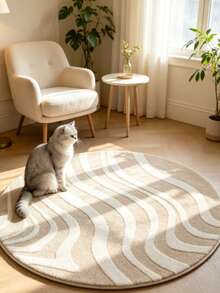 1pc Light Brown Striped Plush Rug, Autumn/Winter Thickened Decorative Carpet, Bedroom Decor, Small Rug, Home Decor, Living Room Carpet, Bedroom Carpet, Living Room Home Decor, Outdoor Rug - Multicolor - View 1