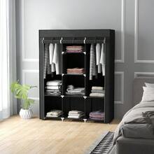 Fabric Wardrobe, With Rails And Shelves - Black - T0001-01-3163 - View 6