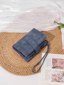CHARM INFINITE Women Vintage Matte Trifold Wallet Detachable Wrist Strap Multi Card Zipper Coin Pocket Portable Credit Card Purse For Daily Travel - Multicolor - View 6