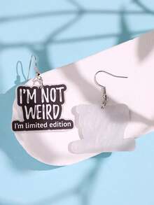 1對獨特搞怪趣味精緻勵志優雅標語「I'M NOT WEIRD I'm Limited Edition」壓克力耳環 女款日常配戴飾品 - 彩色 - 查看 4