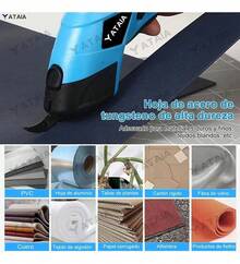 Tijera Eléctrica Inalámbrica Recargable Corta Telas, Cartón - Azul - Ver 8