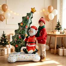 1pc 150cm Extra Large Santa Claus Christmas Tree Shaped Base Cartoon Aluminum Foil Balloon - View 3