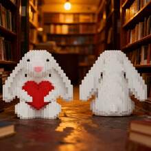 1 Set 334pcs White Rabbit Building Blocks, Heart-Shaped Animal Model Set With Challenging Assembly, Creative Puzzle Toy Suitable For Office Desk Studio Decoration, Valentine's Day Christmas Gift For Friends Family Classmates 14+ Years Old - Multicolor - View 5