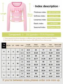 Camiseta Feminina Rosa de Manga Longa com Gola Redonda em Malha, Acabamento Contrastante, Comprimento Regular, Tecido com Elasticidade Média, Top Casual Estampado - Rosa chiclete - Visão 8