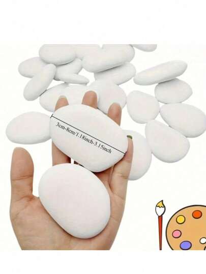 20pcs Flat Painting Stones, Paintable River Stones, 3-8cm/1-3in, Flat Stones For Painting Art, Crafts, Decoration, Outdoor, Garden, Home, DIY Projects, Vase Filler, Suitable For Acrylic Paint