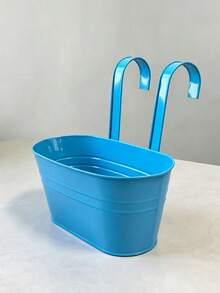 6pcs/1pc Squishy Oval‑Shaped Double‑Hook Flower Pots, Solid‑Color Durable Metal, Casual All‑Season Style For Adult Garden Lovers, Hanging For Balcony Rail And Yard Fence, Detachable Planter Holders, Space‑Saving Outdoor Gardening Containers - Multiple Styles - View 17