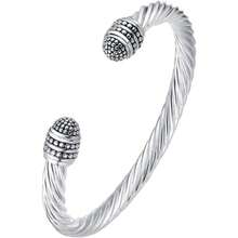 UNY JEWEL Make A Statement With Our Two Tone Twisted Cable Wire Ball Weave Cuff Bangle Makes A Thoughtful And Stylish Gift - Silver Caviar - View 1
