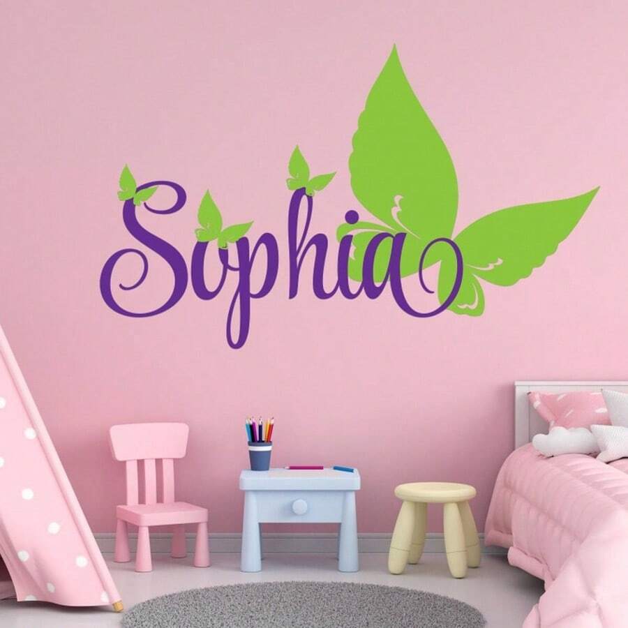 Personalized Butterfly Name Wall Decal Self Adhesive Peel And Stick Decor Sticker(Sticker Only) - Multicolor - View 1