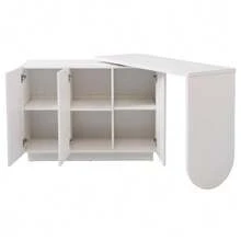 Desk, L-Shaped Rotating Corner Computer Desk, Office Desk, Vanity, White 110 Cm - 白色 - 查看 7