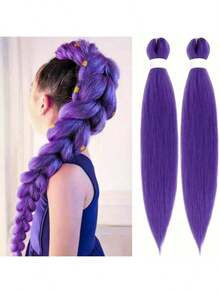 1 Pack Purple Braiding Hair Bundles, 26 Inch Pre-Stretched Straight Crochet Hair, Synthetic Fiber, Suitable For Holidays, Parties, Back To School And New Semester - View 4