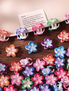10/30/50/100pcs Colorful Multi-Layer Plumeria Hair Claw, Macaron Gradient Contrast Color Beach Photography Fresh Hair Accessory (Random Color) - Multicolor - View 3