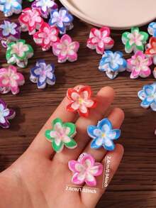 10/30/50/100pcs Colorful Multi-Layer Plumeria Hair Claw, Macaron Gradient Contrast Color Beach Photography Fresh Hair Accessory (Random Color) - Multicolor - View 6
