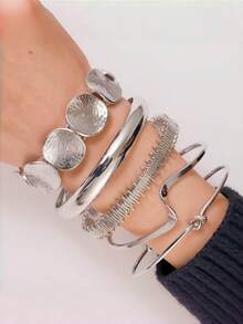 Bộ 5 vòng tay cuff hở hợp kim sắt nhẵn mịn - Bộ 5 vòng tay trơn - Xem 3