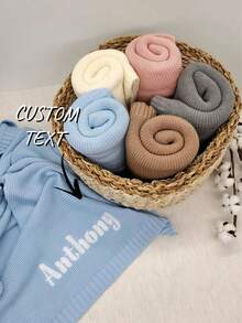 Personalized Embroidered Name Blanket, Baptism Birthday Gift, Back To School Blanket, Multiple Embroidery Thread Colors Available, Unique One-Of-A-Kind Keepsake, Customized Keepsake - Multicolor - View 2
