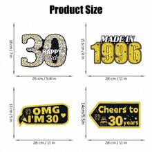 AFYPRTY 10件組紙製生日裝飾套裝 相片亭道具 黑金復古風紙製標牌 適用30歲、40歲、50歲、60歲、70歲生日派對裝飾 - 款式一 - 查看 3