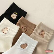 1 Pair Cute Capybara Women's Mid-Calf Socks, Spring Summer Autumn New Style, Versatile Preppy Socks - Crew Socks - View 3