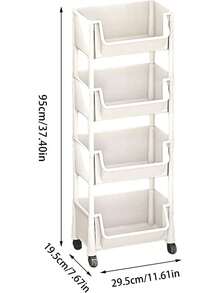 4 Tier Rolling Utility Cart Organizer - Mobile Storage Shelf With Lockable Caster Wheels, Stable And Sturdy Rolling Storage Carts, Multifunctional Utility Cart, For Kitchen Dining Room Living Room - 4th Floor - View 5