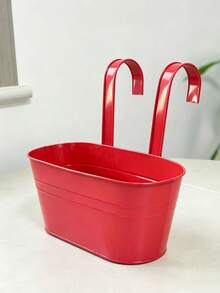 6pcs/1pc Squishy Oval‑Shaped Double‑Hook Flower Pots, Solid‑Color Durable Metal, Casual All‑Season Style For Adult Garden Lovers, Hanging For Balcony Rail And Yard Fence, Detachable Planter Holders, Space‑Saving Outdoor Gardening Containers - Multiple Styles - View 13