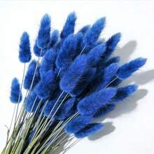 120pcs Artificial Blue Rabbit Tail Grass, For Vase Decoration, Bohemian Style Flowers, Wedding Decor Flowers. - Blue 120 PCS - View 1
