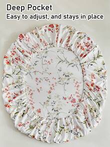 1 pieza Sábana ajustable con estampado floral, protector de colchón de estilo campestre sencillo y fresco de poliéster, suave y transpirable, lavable a máquina, bolsillo profundo, adecuado para todas las estaciones - Multicolor - Ver 7