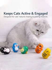 Durable Plastic Cat Rolling Ball Toy, Battery-Free Interactive Cat Toy, Suitable For Multiple Cats Entertainment, Provides Excellent Play Experience, Daily Self-Entertainment Toy For Cats - Multicolor - View 2