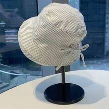 1pc/1set Japanese Style Plaid Bucket Hat For Women, Summer Outdoor Sun Protection Fashion Versatile Sun Hat - Multicolor - View 15