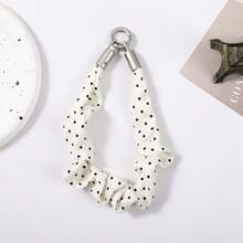 1pc Polka Dot Scrunchie Phone Lanyard With Metal Clasp, Fashionable Wrist Strap For Bags & Mobile Phones - Multicolor - View 6