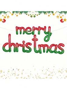 1 Pack Red & Green Gradient Christmas Letter Banner Foil Balloons, Suitable For Christmas Party Background Photo Shooting Decoration Props Balloons - Red and Green Christmas Letter Banner Balloons - View 6