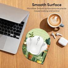 Dolaer Black Cat Mouse Pad, 6.19 X 8.07 In Green Botanical Design, Oval-Angle Portable Mousepad With Non-Slip Base For Laptop Computer, Cute Cat - Mouse Pad - View 6