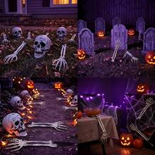 3PCS Halloween Skeleton Hand Ground Stake Set, Outdoor Lawn Cemetery Decoration, Haunted House Party Backdrop, Realistic Bone Skeleton - View 3