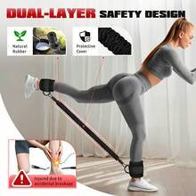5-Piece Ankle Resistance Band Set (Includes D-Ring Ankle Straps), Leg Kick Training Rope, Suitable For Hip, Thigh And Glute Shaping Training Equipment - Multicolor - View 6