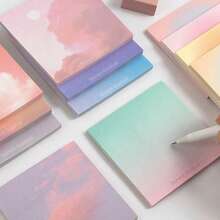 100 piezas de notas adhesivas de color degradado, estilos aleatorios, cada hoja se desvanece de rosa neblina a nube púrpura, adecuadas para cuadernos y diarios - A - Ver 10