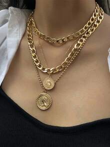 1 Peça Conjunto de Colar com Pingente de Cristal Multicamadas Estilo Boêmio Dourado, Presente de Joias da Moda para Mulheres - colar multicamadas - Visão 7