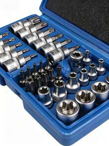 34pcs Torx Socket & Bit Set, Includes E-Type Sockets And Star Bits, Durable Plastic Storage Case, Professional Automotive Repair Tool, Suitable For Brake Calipers, Engine Cylinder Head, Motorcycle ATV Mechanical Disassembly - A-34 Pieces - View 8