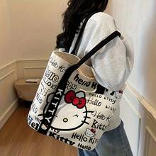 Tas Tote Kanvas Besar Sanrio untuk Hello Kitty | Kain Tahan Lama | Penutup Resleting | Untuk Bepergian, Berbelanja, dan Penggunaan Sehari-hari | Desain yang Menarik - MultiWarna - View 7