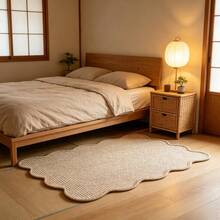 1 pieza Alfombra de borde de nube de sisal sintético, alfombra decorativa para el hogar, color madera natural, antideslizante y lavable a máquina, adecuada para alfombra decorativa, decoración de dormitorio, alfombra pequeña para sala de estar, alfombra de entrada, alfombra lavable - Camel - Ver 3