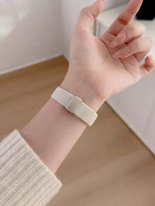 1pc Magnetic Elastic Nylon Ring Band, Compatible With Apple Watch, Women's Sports Style, 38mm 40mm 41mm 42mm 44mm 45mm 46mm 49mm - Starlight - View 5