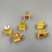 5/10pcs Cartoon Cute Resin Simulated Honey Jam Bottle Pendant, Yellow Honey Jam Square Bottle Design, Suitable For DIY Jewelry Making, Perfect For Party Accessories, Earrings, Necklaces, Bag Charms - Yellow Honey Jar Pendant - View 6