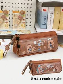 1pc Large-Capacity Kapibara Pen Bag, With A Fashionable Design And An Interior Lining, Suitable For School Supplies And For The Back-To-School Season - Multicolor - View 10