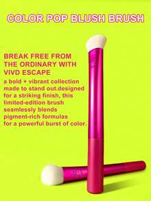 Real Techniques Limited Edition Vivid Escape 421 Color Pop Blush Brush, Plush Domed Shape Picks Up And Sweeps Formula Onto The Cheeks, Cruelty-Free & Vegan - Rose Red - View 4