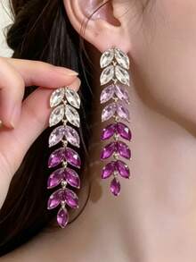 1 Pair Of Fashionable Personalities Long Style Temperament Earrings Suitable For Women's Daily Commuting ﻿ ﻿ - Purple - View 2