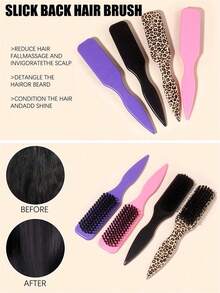 Leopard Print Hair Brush, Fashionable And Portable, Can Be Used To Smooth Frizzy Hair, Prevent Static, Create Smooth Ponytails, Buns And Hairlines - Multicolor - View 4